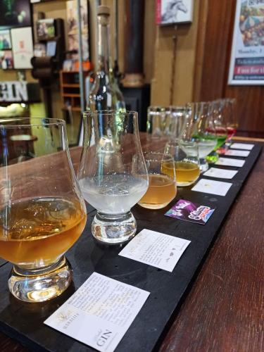 Gin-Tasting-Blackhorse-Distillery-Shots-of-Gin-on-Wooden-Board