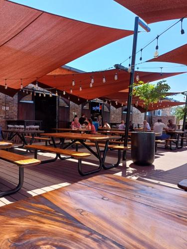 Prison Break Market Food Court Lights Outdoor Seating