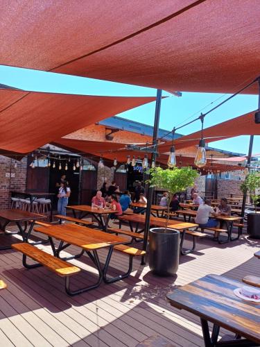 Prison Break Market Food Court Lights Outdoor Seating